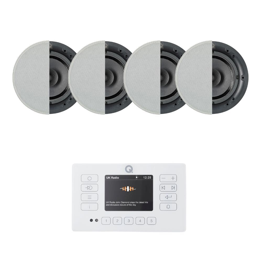 Q Acoustics E120 FM/DAB/Bluetooth Speaker System inc. 4 x 6.5" Ceiling Speakers - K&B Audio