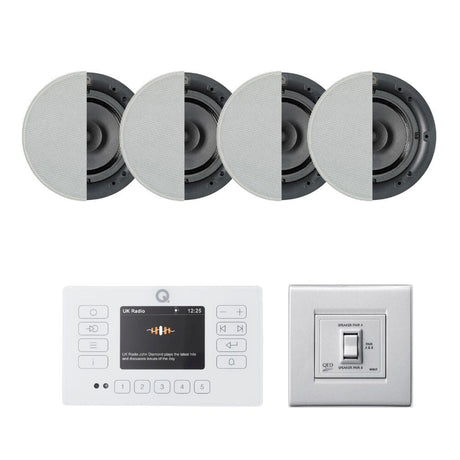 Q Acoustics E120 FM/DAB/Bluetooth Speaker System inc. 4 x 6.5" Ceiling Speakers - K&B Audio