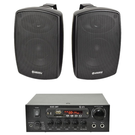 QTX KAD-2BT FM Radio & Bluetooth Speaker System inc. 2 x 4" Outdoor Wall Mounted Speakers - K&B Audio