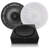 Sonos AMP Multiroom Amplifier with Q Acoustics 6.5" Ceiling Speakers (Qi65C) - K&B Audio