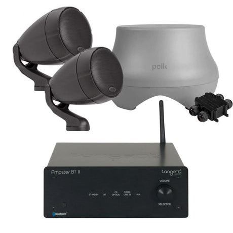 Tangent Ampster BT II with Polk Audio Atrium SAT300 Outdoor Speakers + Subwoofer - K&B Audio